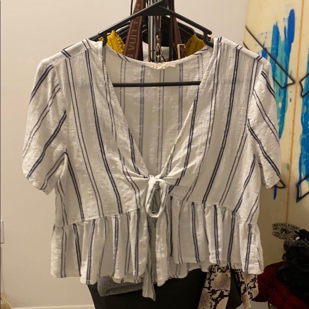 blue and white striped shirt